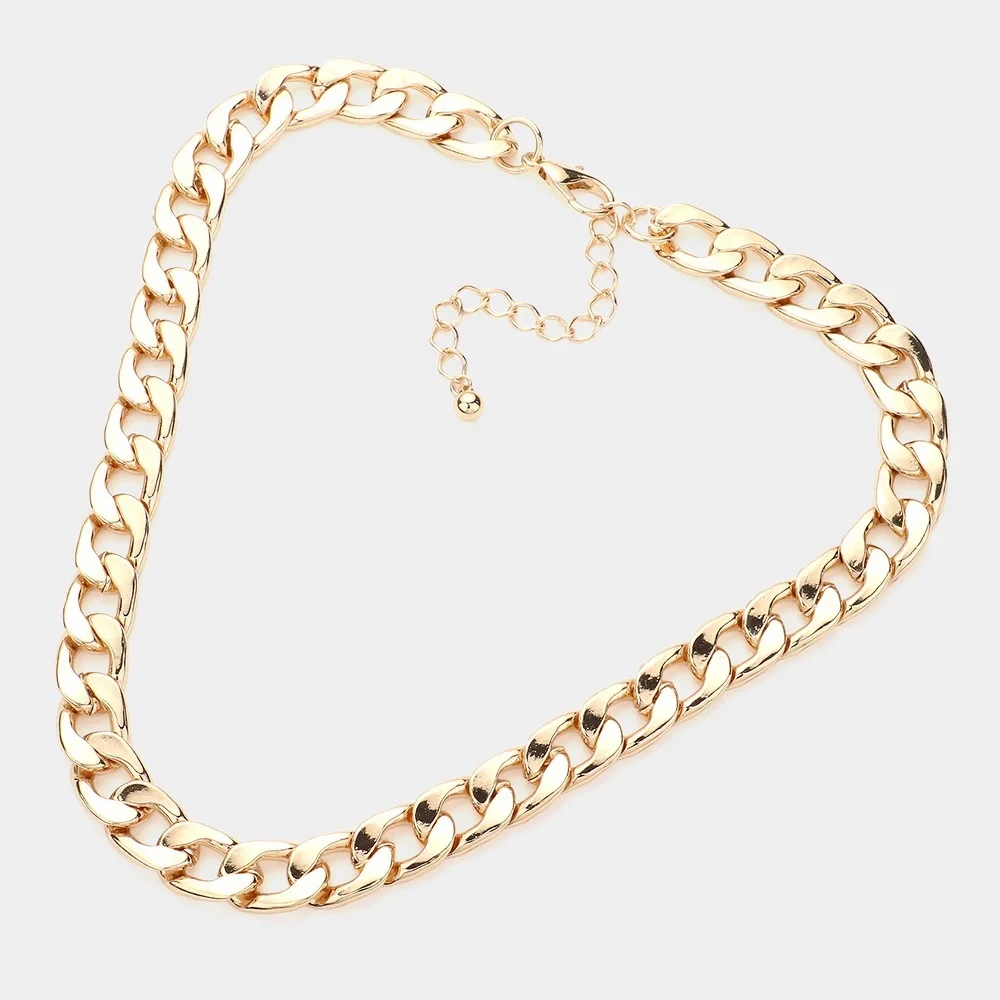 Gold Dipped Metal Chain Statement Necklace